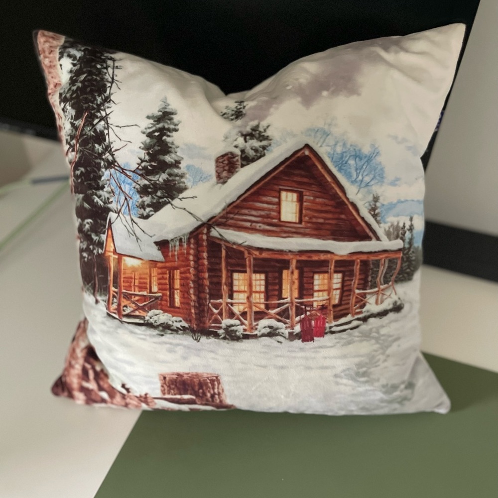 COPY - Winter cabin decorative feather pillow